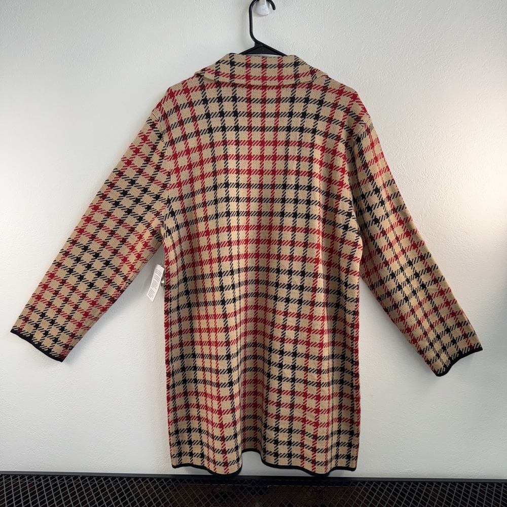 NWT Kasper Womens Plaid Open Front Long Line Cardigan Sweater XL Lightweight - Picture 3 of 11